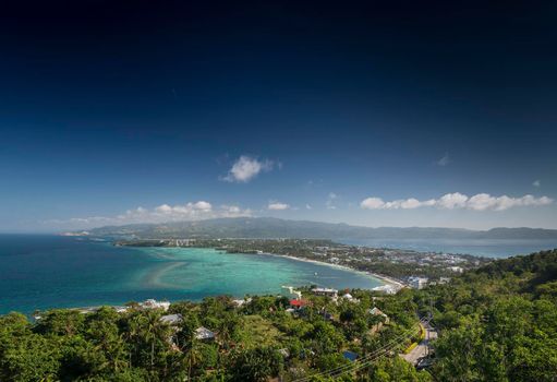 view of tropical boracay island landscape and coast in the philippines