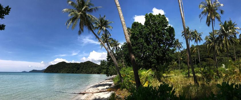 Panorama from Long Beach at Koh Chang Island in Thailand