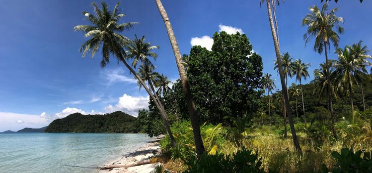 Panorama from Long Beach at Koh Chang Island in Thailand