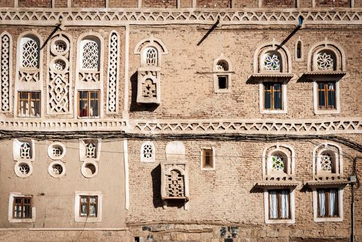 traditional yemeni heritage architecture design details in historic sanaa old town buildings in yemen