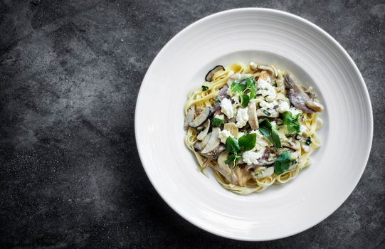 gourmet organic italian ricotta mushroom and fresh mixed herbs tagliatelle