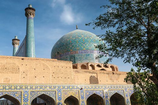 persian islamic architecture detail of imam mosque landmark in esfahan isfahan iran