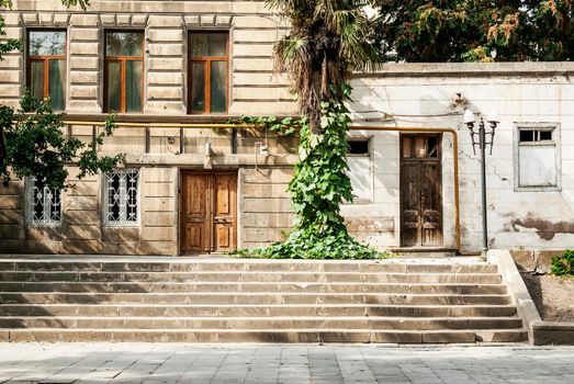 baku city old town street view in azerbaijan