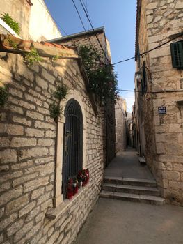 Alley in the old town of Sibenik, Croatia