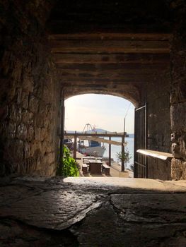 Gate towards the waterfront of Sibenik, Croatia