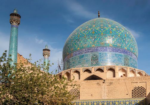 persian islamic architecture detail of imam mosque landmark in esfahan isfahan iran