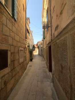 Street in the old town of Supetar in Croatia 