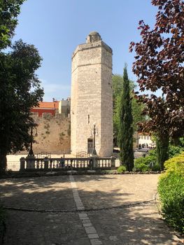 Captain's tower, 5 Wells Square seen from the Queen Jelena Madijevka Park in Zadar, Croatia