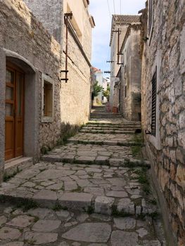 Alley in the old town of Zlarin in Croatia