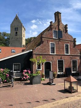 Church tower in the old town of Ameland island in Friesland The Netherlands