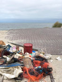 Rubbish collected on the beach of Vlieland