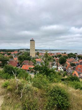 Town West-Terschelling with the lighthouse Brandaris in The Netherlands
