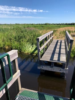 Small bridge in the Alde Feanen National Park in Friesland The Netherlands