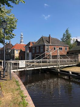 Bridge over the canal in Aldeboarn, Friesland The Netherlands