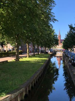 Canal in Bolsward, Friesland The Netherlands