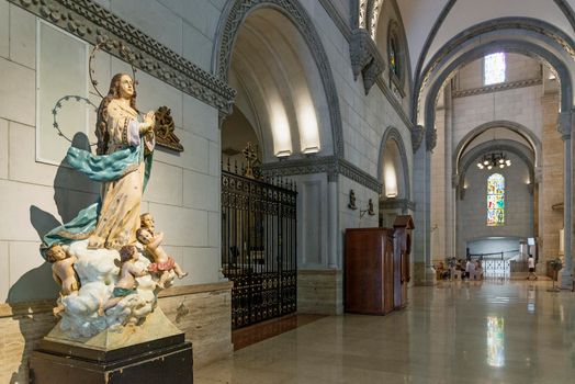 manila cathedral interior and catholic statue in philippines