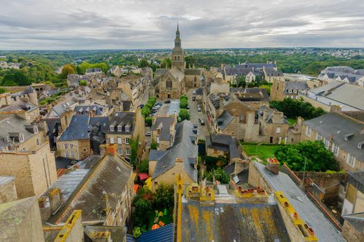 View of the old city of Dinan, in Brittany, France