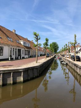 Canal in Harlingen, Friesland The Netherlands