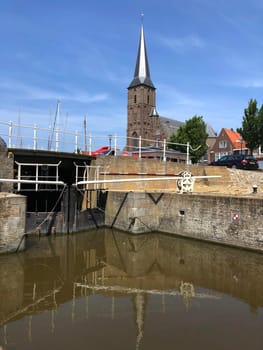 Canal lock in Harlingen, Friesland The Netherlands