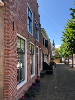 Street in the old town of Makkum, Friesland, The Netherlands