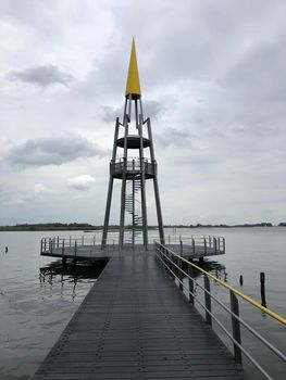 Lookout tower at the Sneeker lake in Friesland The Netherlands