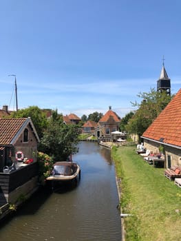 Canal in Hindeloopen, Friesland The Netherlands
