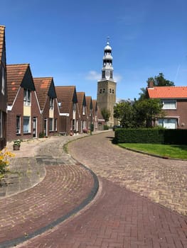 Street towards the Grote Kerk in Hindeloopen, Friesland The Netherlands