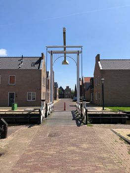 Bridge over a canal in Hindeloopen, Friesland The Netherlands
