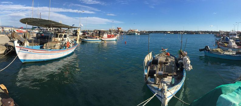 Fishing boats in the harbour of Platamon Greece