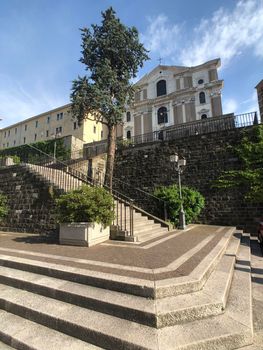 Stairs to the Catholic Church Parrocchia di Santa Maria Maggiore in Trieste Italy