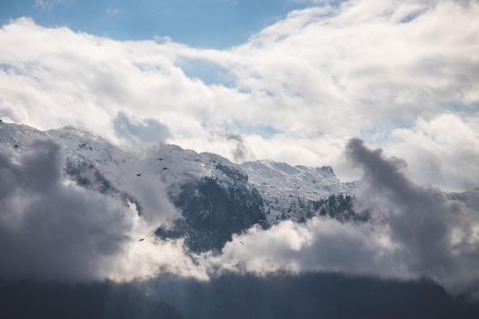 Snowy mountains in winter, landscape, alps, Austria