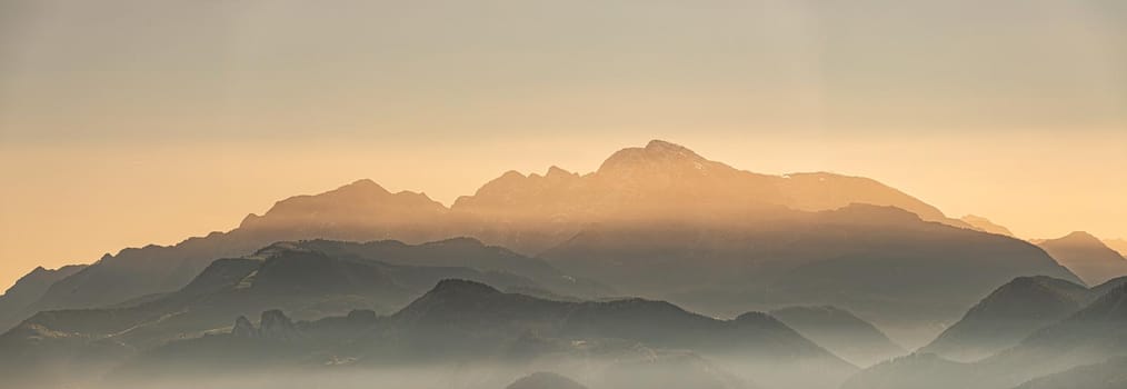 Mountain silhouette in Austria in autumn time