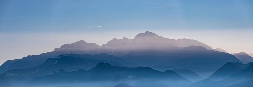 Mountain silhouette in Austria in autumn time