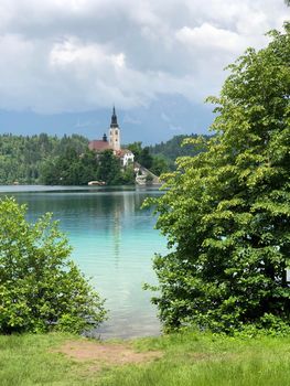 Pilgrimage Church of the Assumption of Maria on Bled island in Bled Slovenia