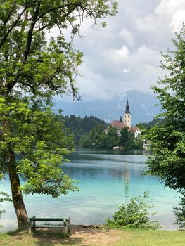 Pilgrimage Church of the Assumption of Maria on Bled island in Bled Slovenia