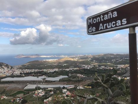 Sign at mount Arucas in Gran Canaria