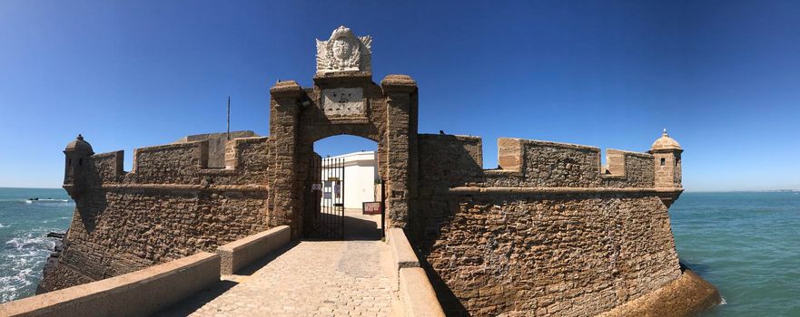 Panorama from Castle of San Sebastian in Cadiz Spain