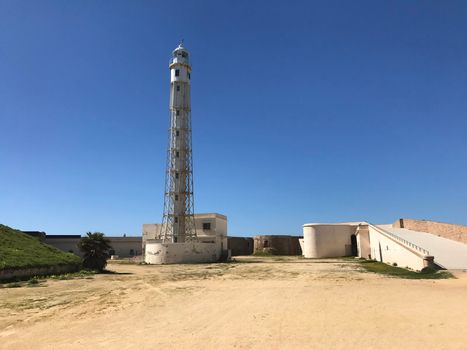 Lighthouse at the Castle of San Sebastian in Cadiz Spain