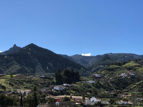 Mountain landscape with houses in Gran Canaria