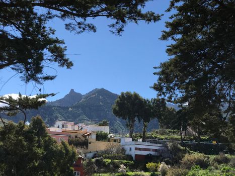 Mountain landscape with houses in Gran Canaria