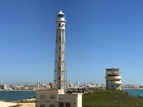 Lighthouse at the Castle of San Sebastian in Cadiz Spain