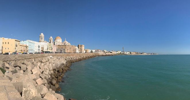 Panorama from Bay of Cadiz in Cadiz Spain
