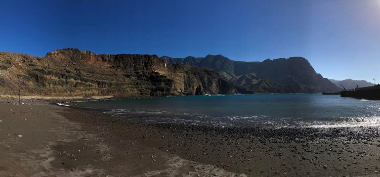 Panorama from the beach in Puerto de las Nieves Gran Canaria Canary Islands Spain