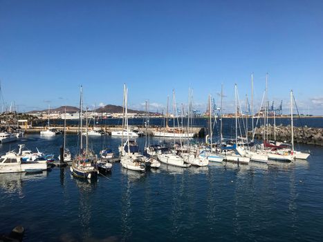 Sailboats in the harbour of Las Palmas Gran Canaria