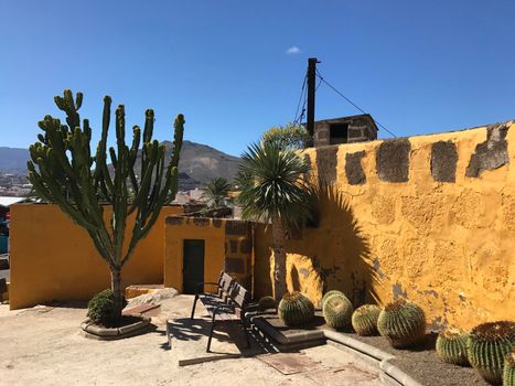 Small square with cactus plants in Galdar Gran Canaria Canary Islands Spain