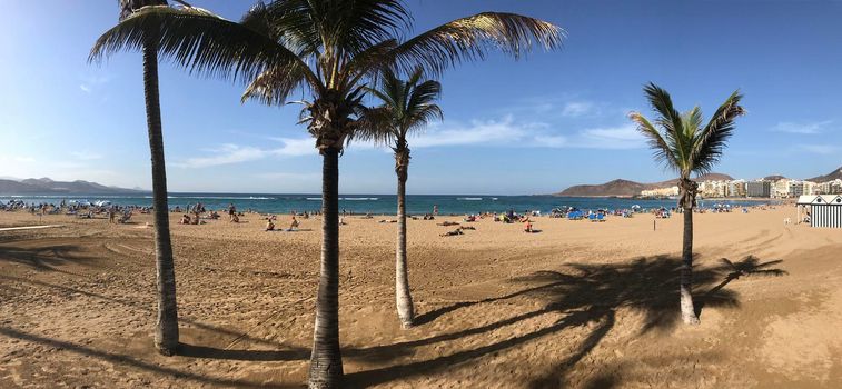 Panorama from Playa de Las Canteras in Las Palmas Gran Canaria