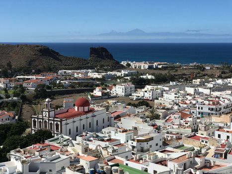 Aerial view over Agaete Gran Canaria Canary Islands Spain