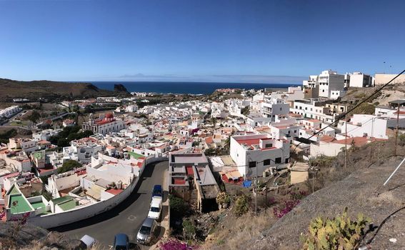 Aerial view over Agaete Gran Canaria Canary Islands Spain