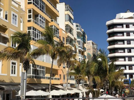 Hotels at playa de Las Canteras in Las Palmas Gran Canaria