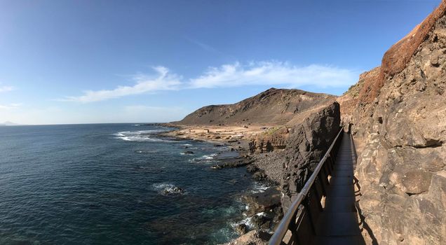 Walk way towards Confital at La Isleta in Las Palmas Gran Canaria